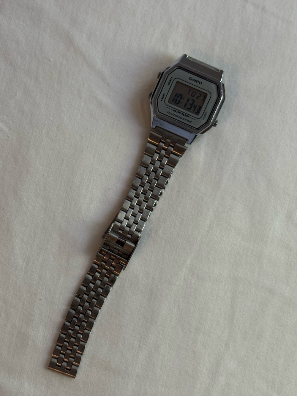 Casio Ladies Mid-Size Silver Tone Digital Retro Watch